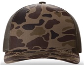 Richardson 112PFP Printed Five Panel Trucker BARK DUCK CAMO/BROWN Front