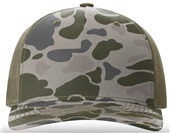 Richardson 112PFP Printed Five Panel Trucker MARSH DUCK CAMO/LODEN Front