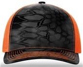 Richardson 112PFP Printed Five Panel Trucker KRYPTEK TYPHON/BLAZE ORANGE Front