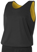 A4 Youth Reversible Mesh Basketball Tank Jerseys N2206 Outside: BLACK, Inside: GOLD Front