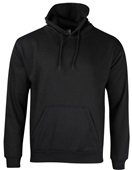 Mid-Weight Pullover Hoodie Sweatshirt, Kangaroo-Pocket, Pro Blend Adult & Youth BLACK Front