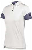 Womens 3-Button Polo Shirt (Black,Forest,Maroon,Navy,Royal,Stealth,Red,White) WHITE/STEEL Pocket