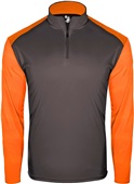 Badger Adult/Youth Contrasting Sleeves 1/4 Zip Long Sleeve Shirt (Black,Grey,Navy,Royal) BK/SO - BLACK/SAFETY ORANGE Pocket