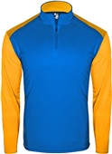 Badger Adult/Youth Contrasting Sleeves 1/4 Zip Long Sleeve Shirt (Black,Grey,Navy,Royal) RY/GD - ROYAL/GOLD Pocket