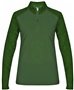 Womens 1/4 Zip Long Sleeve Pullover Shirt (BK,Forest,Graphite,Pink,Navy,Red,Royal FOREST/FOREST TONAL BLEND Pocket