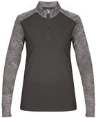 Womens 1/4 Zip Long Sleeve Pullover Shirt (BK,Forest,Graphite,Pink,Navy,Red,Royal GRAPHITE/GRAPHITE TONAL BLEND Pocket