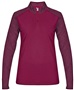 Womens 1/4 Zip Long Sleeve Pullover Shirt (BK,Forest,Graphite,Pink,Navy,Red,Royal MAROON/MAROON TONAL BLEND Pocket