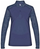 Womens 1/4 Zip Long Sleeve Pullover Shirt (BK,Forest,Graphite,Pink,Navy,Red,Royal NAVY/NAVY TONAL BLEND Pocket