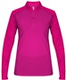 Womens 1/4 Zip Long Sleeve Pullover Shirt (BK,Forest,Graphite,Pink,Navy,Red,Royal HOT PINK/HOT PINK TONAL BLEND Pocket