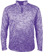 Adult 1/4 Zip Pullover Long Sleeve Shirt PUBL - PURPLE BLEND Pocket