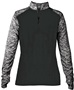 Womens Blended 1/4 Zip Pullover Long Sleeve Shirt (Black,Forest,Graphite,Navy,Red,Royal) BK/BKBL - BLACK/BLACK BLEND Pocket