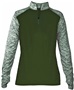 Womens Blended 1/4 Zip Pullover Long Sleeve Shirt (Black,Forest,Graphite,Navy,Red,Royal) FS/FSBL - FOREST/FOREST BLEND Pocket