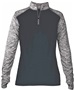 Womens Blended 1/4 Zip Pullover Long Sleeve Shirt (Black,Forest,Graphite,Navy,Red,Royal) GR/GRBL - GRAPHITE/GRAPHITE BLEND Pocket
