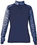 Womens Blended 1/4 Zip Pullover Long Sleeve Shirt (Black,Forest,Graphite,Navy,Red,Royal) NY/NYBL - NAVY/NAVY BLEND Pocket