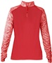 Womens Blended 1/4 Zip Pullover Long Sleeve Shirt (Black,Forest,Graphite,Navy,Red,Royal) RD/RDBL - RED/RED BLEND Pocket
