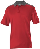 Adult Color Block Polo Shirt (Black,Navy,Red,Royal,White) RD/CC - RED/CHARCOAL SOLID Pocket