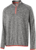 Womens 1/4 Zip Heather Pullover Top (Black,Yellow,Lime,navy,Orange,Pink,Purple,Royal,Red) CARBON HEATHER/ORANGE Pocket