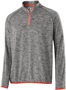 Womens 1/4 Zip Heather Pullover Top (Black,Yellow,Lime,navy,Orange,Pink,Purple,Royal,Red) CARBON HEATHER/ORANGE Pocket