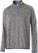 Womens 1/4 Zip Heather Pullover Top (Black,Yellow,Lime,navy,Orange,Pink,Purple,Royal,Red) CARBON HEATHER/ROYAL Pocket