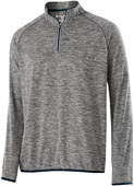Womens 1/4 Zip Heather Pullover Top (Black,Yellow,Lime,navy,Orange,Pink,Purple,Royal,Red) CARBON HEATHER/NAVY Pocket