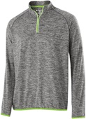 Womens 1/4 Zip Heather Pullover Top (Black,Yellow,Lime,navy,Orange,Pink,Purple,Royal,Red) CARBON HEATHER/LIME Pocket