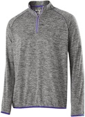 Adult Heather 1/4 Zip Long Sleeve Pullover (Yellow,Graphite,Lime,Navy,Orange,Purple) CARBON HEATHER/PURPLE Pocket
