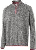 Adult Heather 1/4 Zip Long Sleeve Pullover (Yellow,Graphite,Lime,Navy,Orange,Purple) CARBON HEATHER/SCARLET Pocket