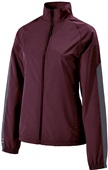 Womens Full Zip, Lightweight, Bottom Drawcord Jacket MAROON/CARBON Pocket