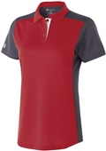 Womens 3-Button Polo Shirt (Black,Forest,Gold,Maroon,Navy,Orange,Royal,Red,White) SCARLET/CARBON/WHITE Pocket