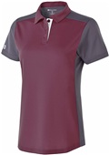 Womens 3-Button Polo Shirt (Black,Forest,Gold,Maroon,Navy,Orange,Royal,Red,White) MAROON/CARBON/WHITE Pocket