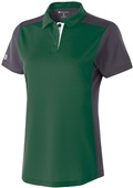 Womens 3-Button Polo Shirt (Black,Forest,Gold,Maroon,Navy,Orange,Royal,Red,White) FOREST/CARBON/WHITE Pocket