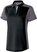 Womens 3-Button Polo Shirt (Black,Forest,Gold,Maroon,Navy,Orange,Royal,Red,White) BLACK/CARBON/WHITE Pocket