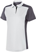 Womens 3-Button Polo Shirt (Black,Forest,Gold,Maroon,Navy,Orange,Royal,Red,White) WHITE/CARBON/BLACK Pocket