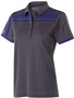 Womens 5-Button Polo Shirt (Carbon, with Blue,Yellow,Forest,Lime,Maroon,Navy,Purple) CARBON/PURPLE Pocket