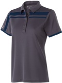 Womens 5-Button Polo Shirt (Carbon, with Blue,Yellow,Forest,Lime,Maroon,Navy,Purple) CARBON/NAVY Pocket