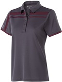 Womens 5-Button Polo Shirt (Carbon, with Blue,Yellow,Forest,Lime,Maroon,Navy,Purple) CARBON/MAROON Pocket