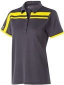 Womens 5-Button Polo Shirt (Carbon, with Blue,Yellow,Forest,Lime,Maroon,Navy,Purple) CARBON/BRIGHT YELLOW Pocket