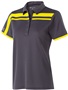Womens 5-Button Polo Shirt (Carbon, with Blue,Yellow,Forest,Lime,Maroon,Navy,Purple) CARBON/BRIGHT YELLOW Pocket