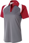 Womens Snag-Resistant Polo Shirt (Graphite with Black,Carbon,Forest,Maroon,Navy,Royal,Red) GRAPHITE/SCARLET/WHITE Pocket