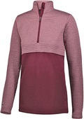 Womens Half-Zip Heather Pullover (Black,Forest,Maroon,Navy,Royal,Red,Silver) MAROON HEATHER/MAROON Pocket