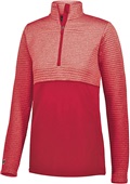 Womens Half-Zip Heather Pullover (Black,Forest,Maroon,Navy,Royal,Red,Silver) SCARLET HEATHER/SCARLET Pocket
