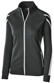 Womens Pocketed Heather Jacket (Black,Maroon,Navy,Royal,Red) BLACK HEATHER/WHITE/WHITE Pocket