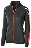 Womens Pocketed Heather Jacket (Black,Maroon,Navy,Royal,Red) BLACK HEATHER/ORANGE/WHITE Pocket