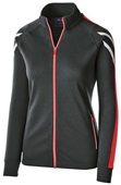 Womens Pocketed Heather Jacket (Black,Maroon,Navy,Royal,Red) BLACK HEATHER/SCARLET/WHITE Pocket