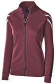 Womens Pocketed Heather Jacket (Black,Maroon,Navy,Royal,Red) MAROON HEATHER/BLACK/WHITE Pocket