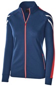 Womens Pocketed Heather Jacket (Black,Maroon,Navy,Royal,Red) NAVY HEATHER/SCARLET/WHITE Pocket