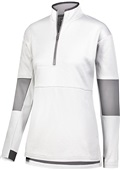 Womens Half Zip Pullover (Black,Forest,Graphite,Maroon,Navy,Royal,Red,White) WHITE PRINT/CARBON Pocket