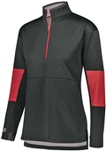 Womens Half Zip Pullover (Black,Forest,Graphite,Maroon,Navy,Royal,Red,White) BLACK/SCARLET Pocket