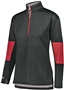 Womens Half Zip Pullover (Black,Forest,Graphite,Maroon,Navy,Royal,Red,White) BLACK/SCARLET Pocket