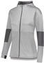 Womens Full Zip, Pocketed Hooded Jacket (Black,Graphite,Navy,Royal,Red,White) WHITE PRINT/CARBON Pocket